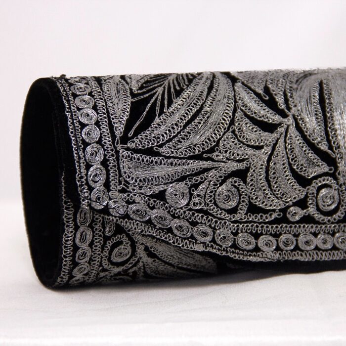 Black Velvet Clutch With Silver Tilla Work - Image 2