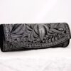 Black Velvet Clutch With Silver Tilla Work