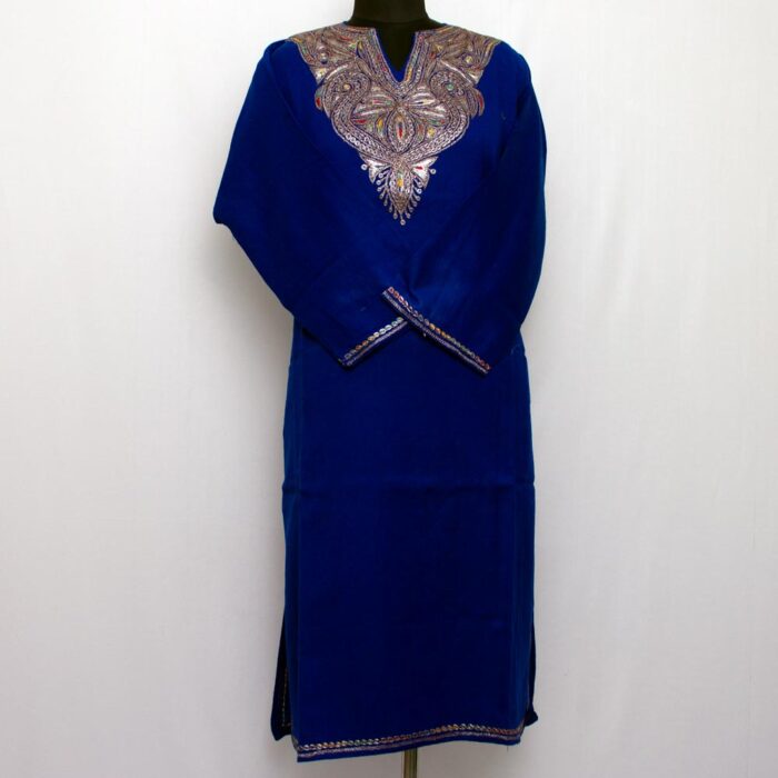 Dark Blue Raffal Tilla Kashmiri Pheran - Image 2