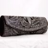Brown Velvet Tilla Clutch With Silver Work