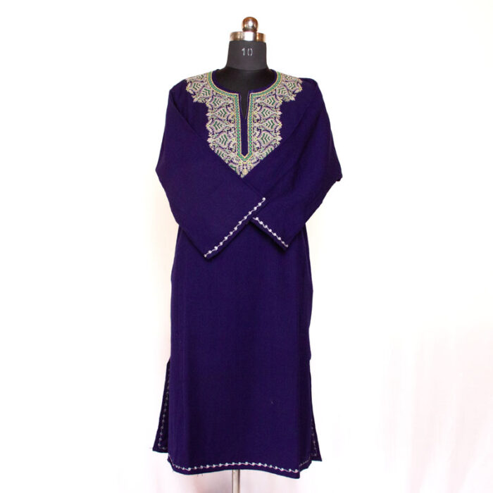 Dark Blue Zari Cashmilon Pheran - Image 2