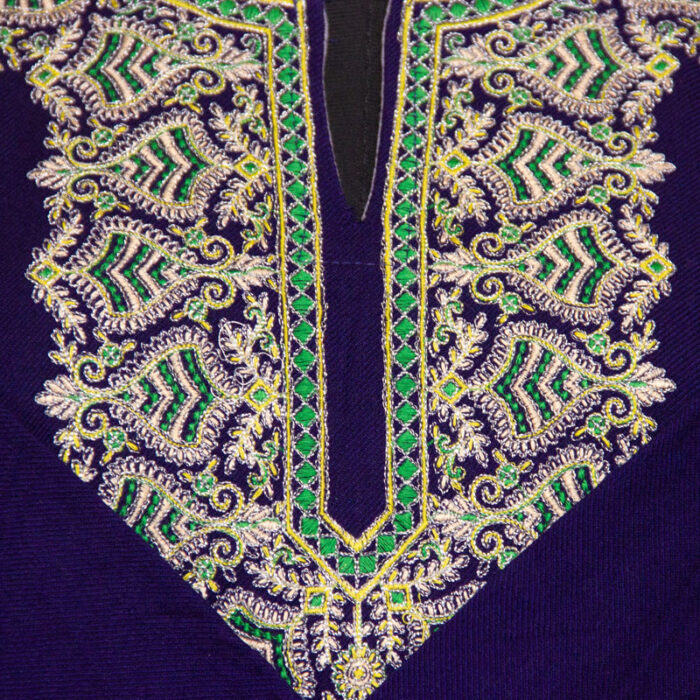 Dark Blue Zari Cashmilon Pheran - Image 3