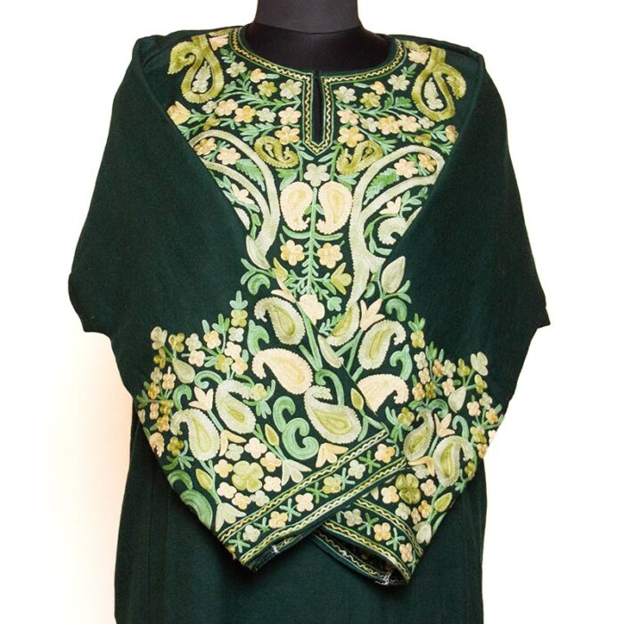 Dark Green Badami Raffal Aari Pheran