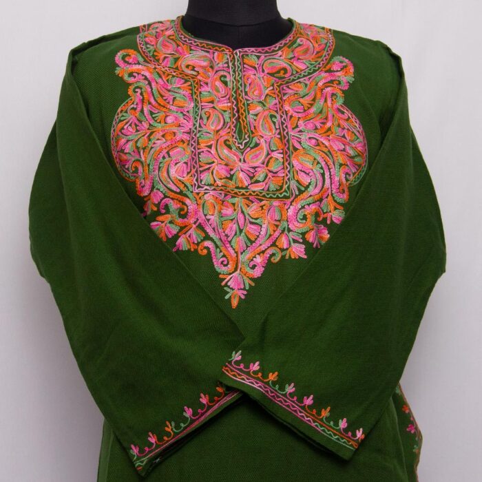 Dark Green Aari Cashmilon Pheran