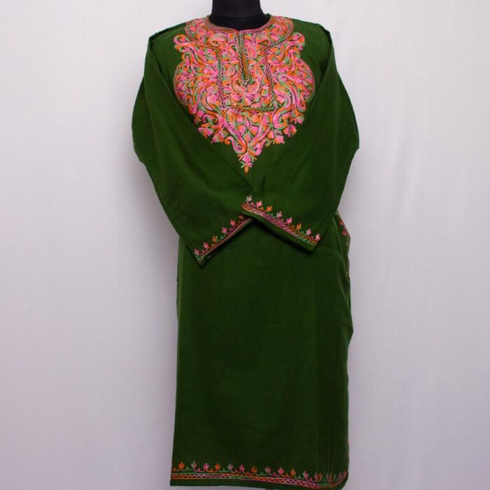 Dark Green Aari Cashmilon Pheran - Image 2