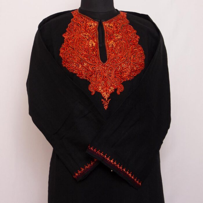 Black Handwork Sozni Raffal Pheran