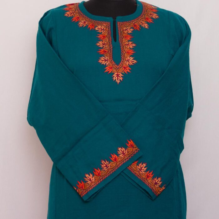 Dark Green Hand Sozni Raffal Pheran