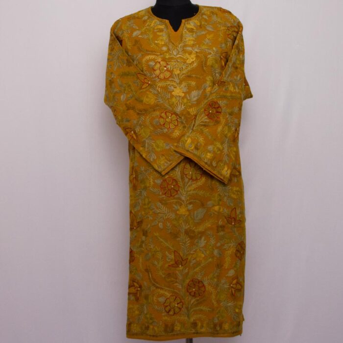 Aari Jama Mustard Raffal Pheran - Image 2