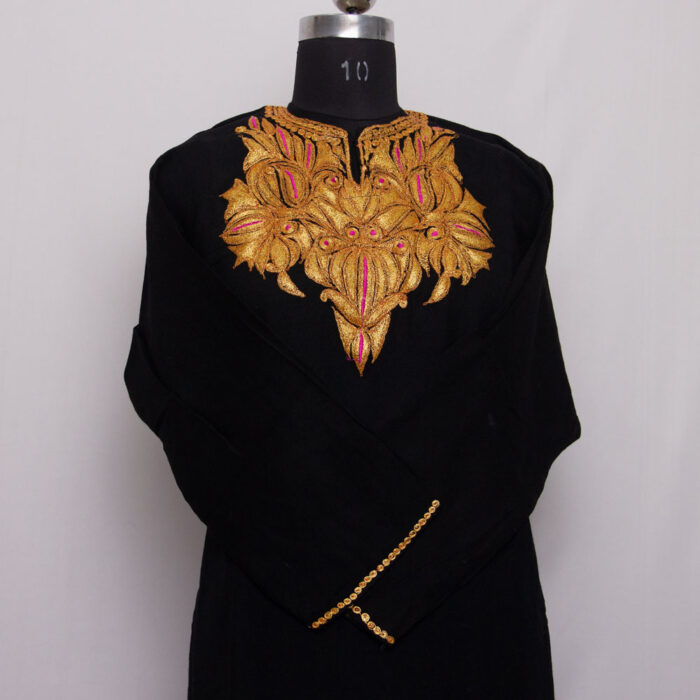Black Raffal Golden Tilla Pheran