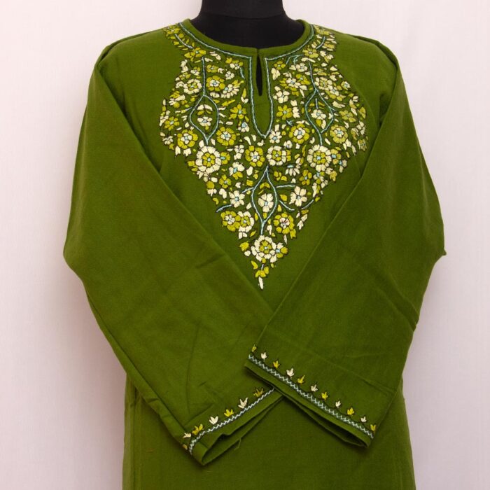 Green Paper Mache Sozni Handwork Raffal Pheran