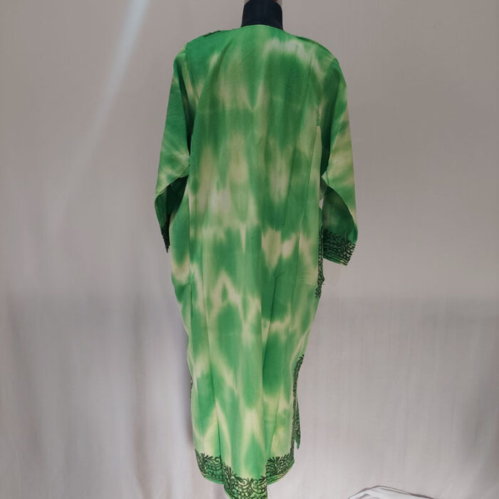 Green Tie Dye Cashmilon Aari Pheran - Image 3
