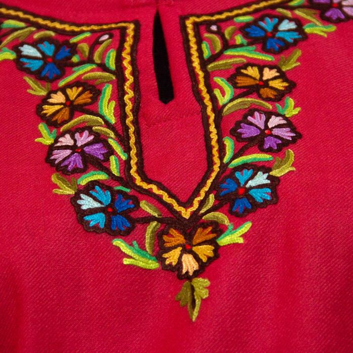 Pink Aari Handwork Raffal Pheran - Image 3