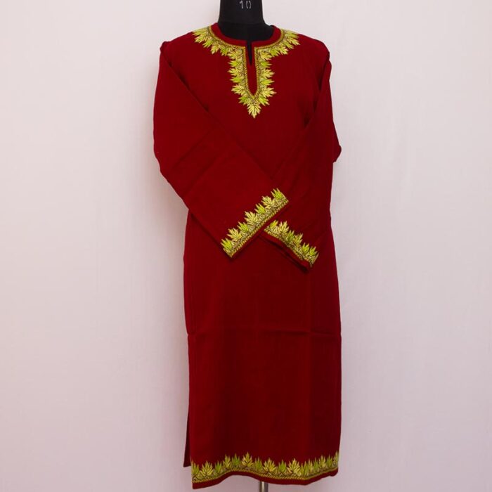 Maroon Hand Sozni Raffal Pheran - Image 2