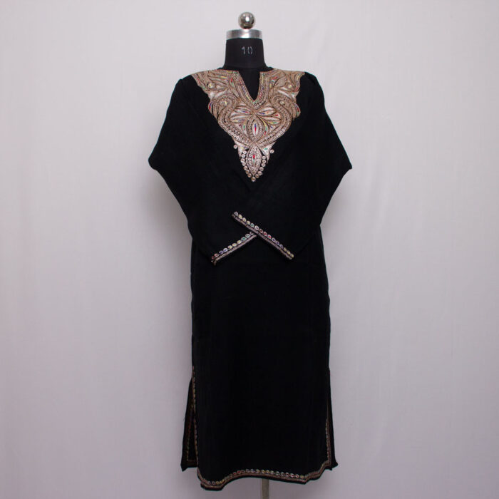Black Raffal Kashmiri Tilla Pheran - Image 2