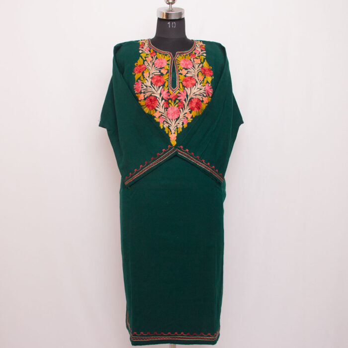 Dark Green Aari Cashmilon Pheran - Image 2