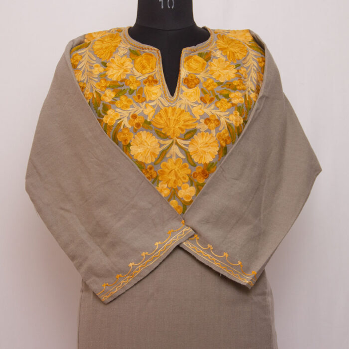 Beige Grey Aari Cashmilon Phiran