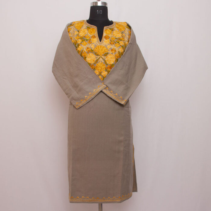 Beige Grey Aari Cashmilon Phiran - Image 2