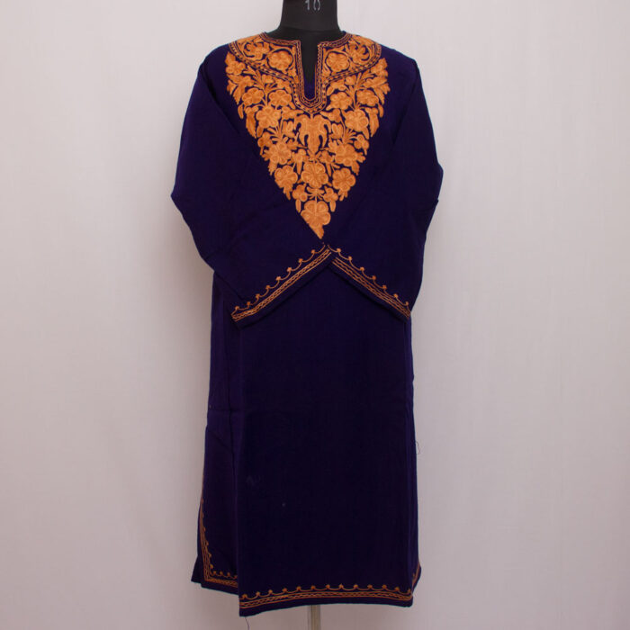 Dark Blue Chinari Aari Cashmilon Pheran - Image 2
