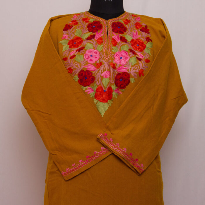 Mustard Aari Cashmilon Phiran