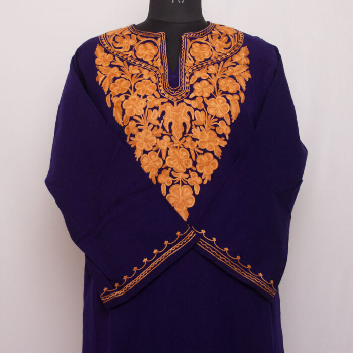 Dark Blue Chinari Aari Cashmilon Pheran