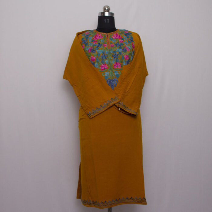 Mustard Aari Cashmilon Pheran - Image 2