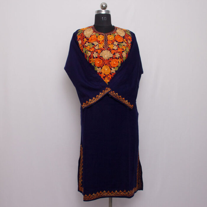 Dark Blue Aari Cashmilon Pheran - Image 2