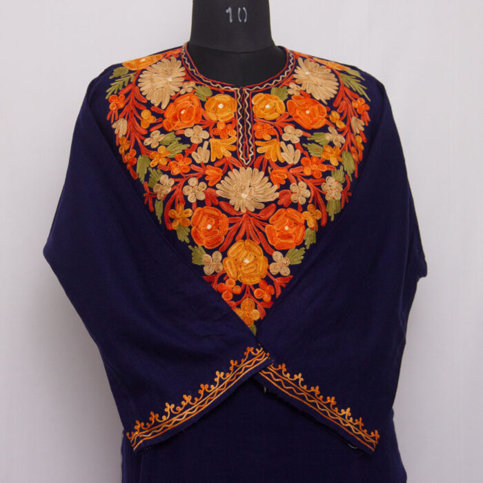 Dark Blue Aari Cashmilon Pheran