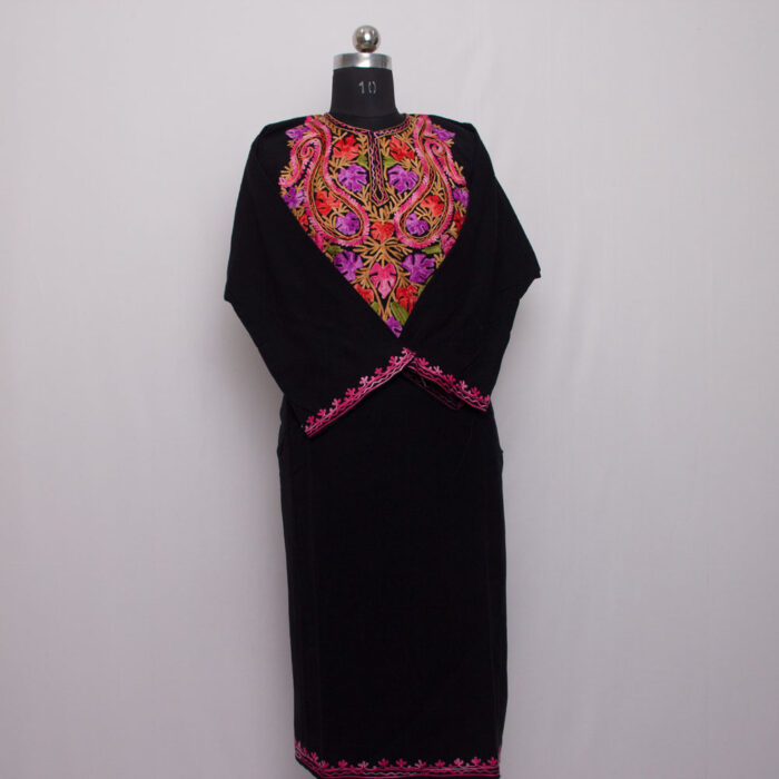Black Chinari Aari Cashmilon Pheran - Image 2