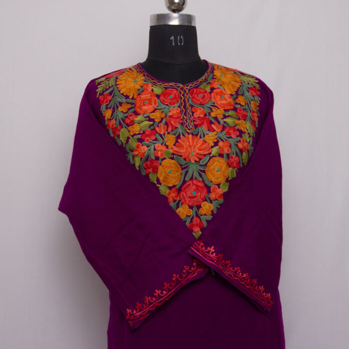 Purple Aari Cashmilon Pheran
