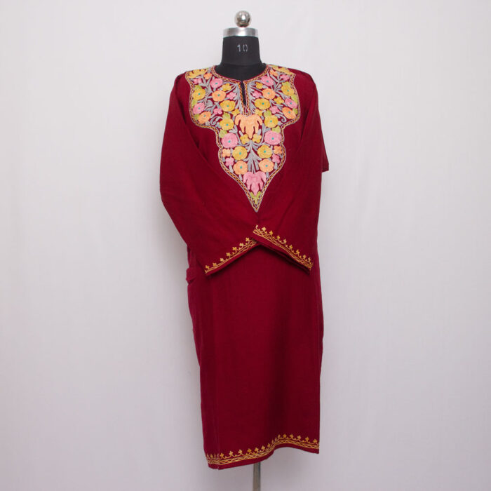 Maroon Aari Cashmilon Pheran - Image 2