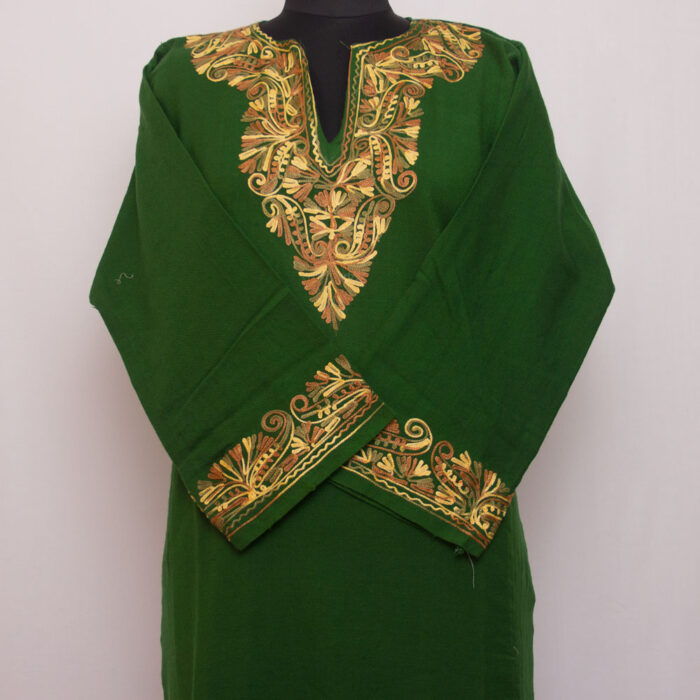 Green Aari Cashmilon Pheran