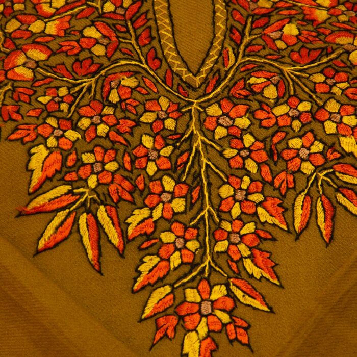 Mustard Paper Mache Sozni Handwork Raffal Pheran - Image 3