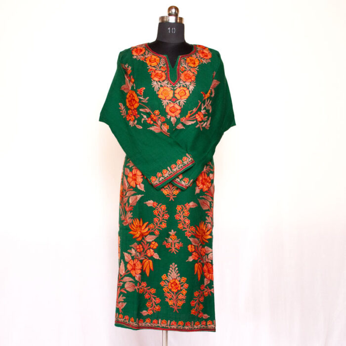 Green Beautiful Raffal Aari Pheran - Image 2