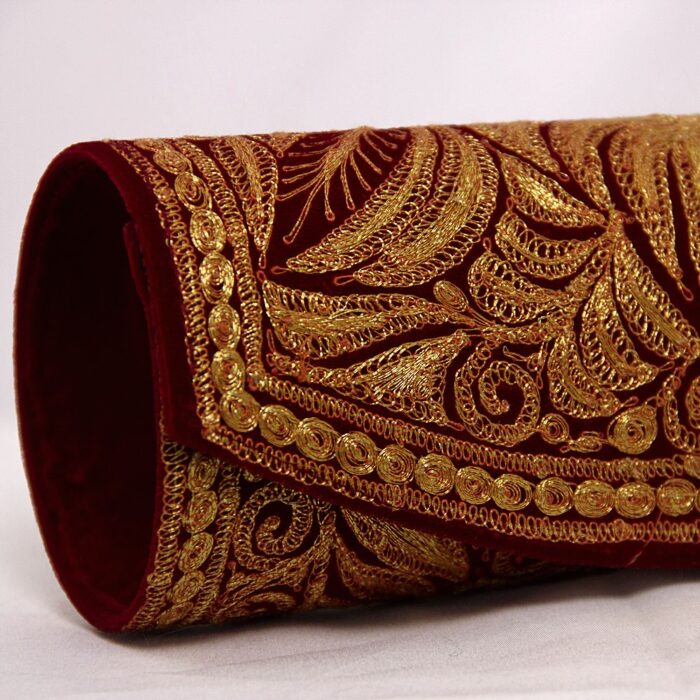 Maroon Clutch With Golden Tilla Work - Image 2