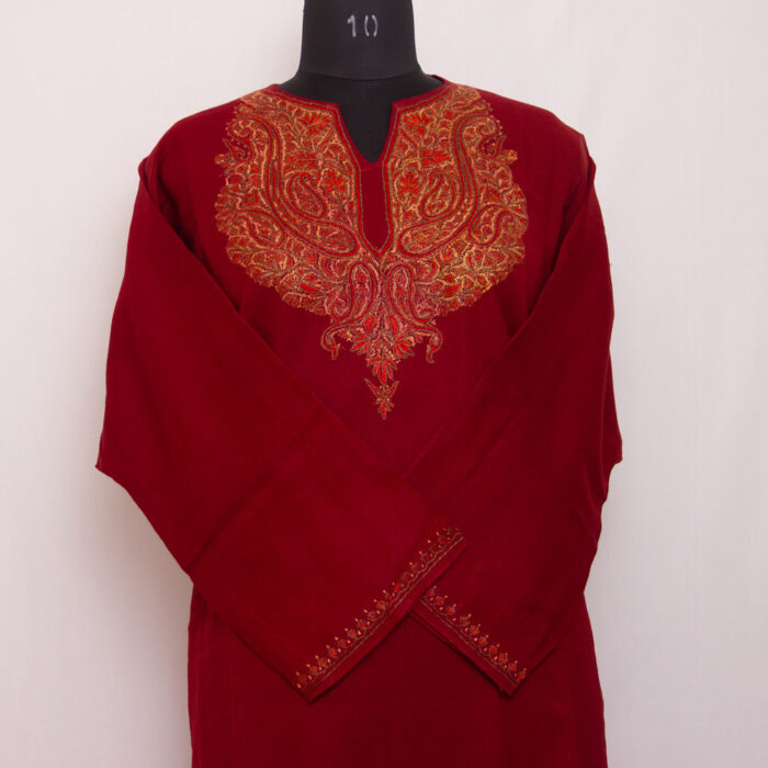 Maroon Hand Sozni Raffal Pheran