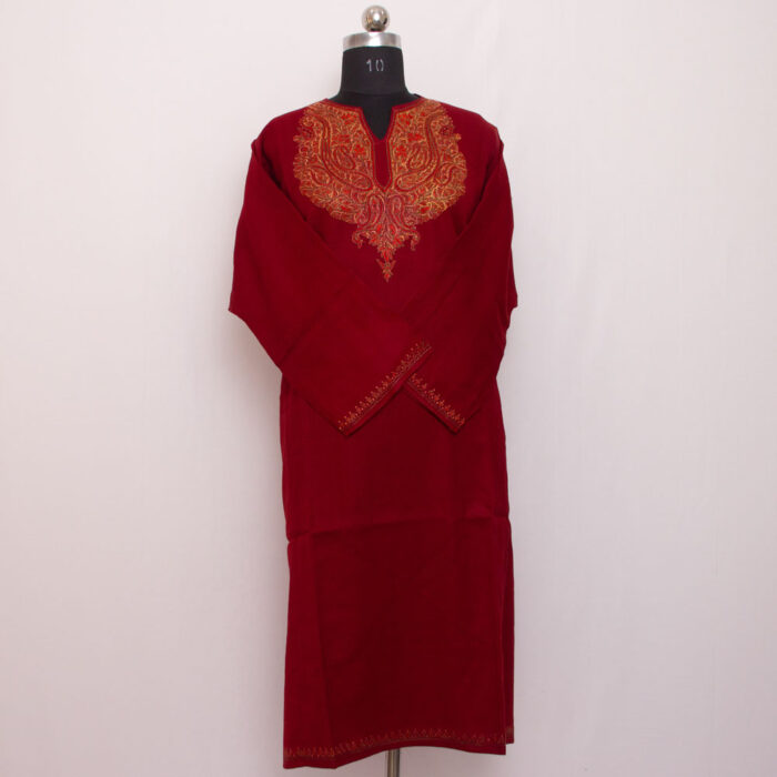 Maroon Hand Sozni Raffal Pheran - Image 2