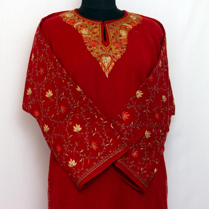 Maroon Sozni Handwork Raffal Pheran
