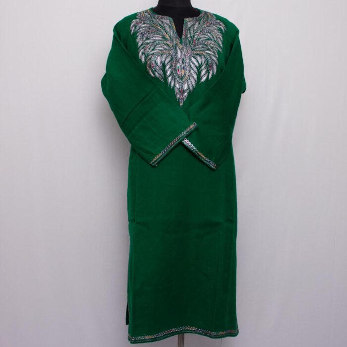 Dark Green Raffal Tilla Pheran - Image 2