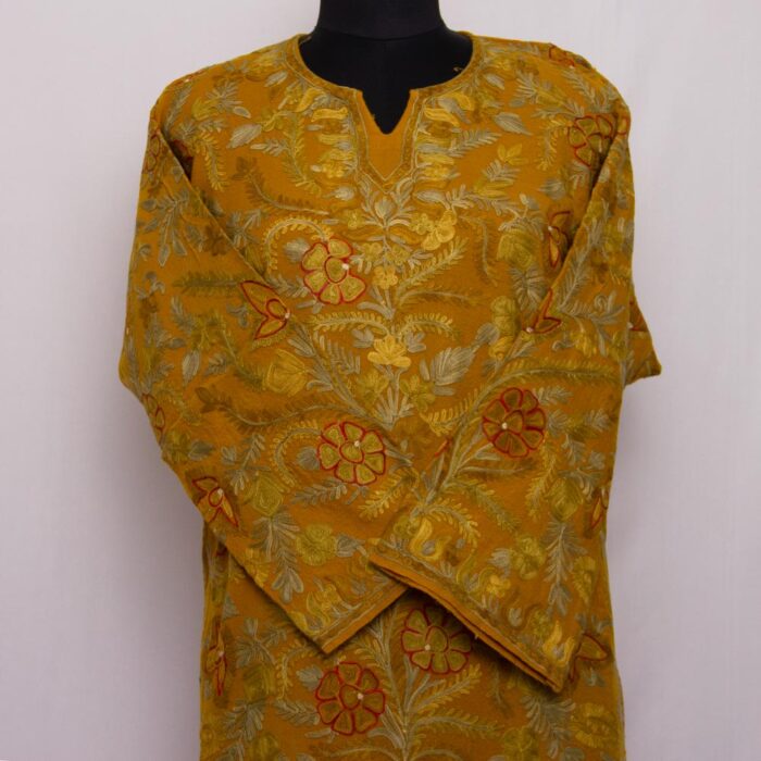 Aari Jama Mustard Raffal Pheran