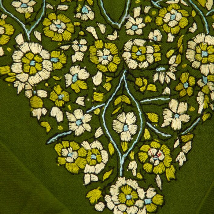 Green Paper Mache Sozni Handwork Raffal Pheran - Image 3