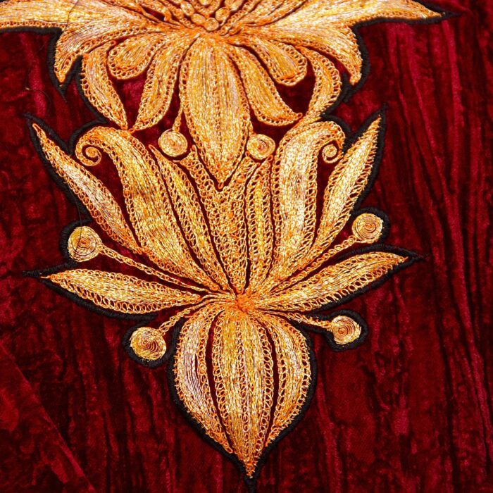 Maroon Wine Crush Velvet Tilla Pheran - Image 3