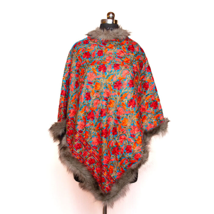 Bluish Aari Embroidery Poncho