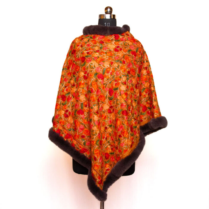Fur Aari Embroidery Poncho