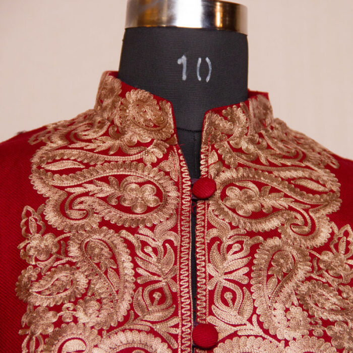 Maroon Aari Cashmilon Jacket - Image 2
