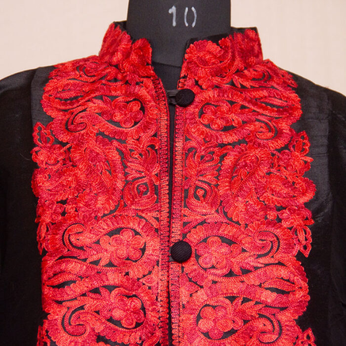 Black Aari Silk Jacket - Image 2