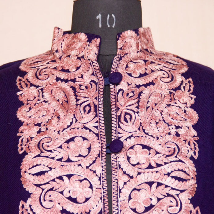 Dark Blue Aari Cashmilon Jacket - Image 2