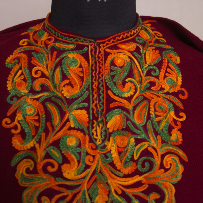 Maroon Cashmilon Aari Pheran L40 - Image 2