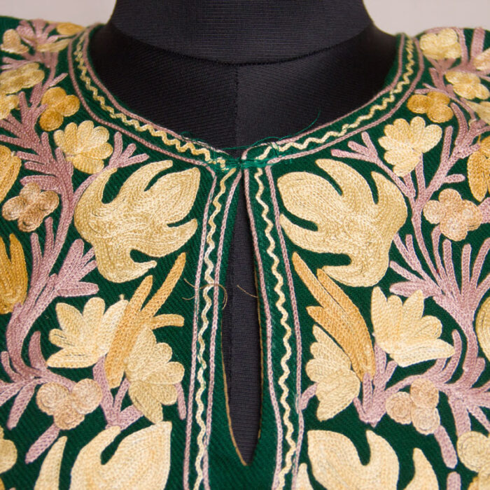 Dark Green Cashmilon Aari Pheran with Pant - Image 3
