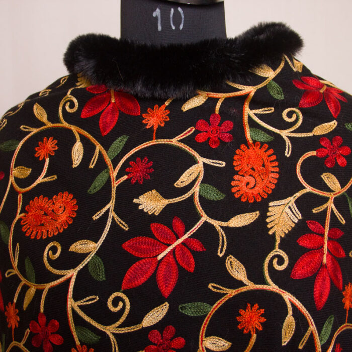 Black Aari Embroidery Poncho - Image 2