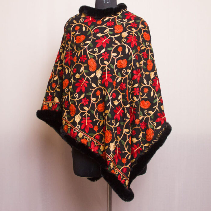 Black Aari Embroidery Poncho